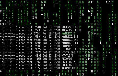 Screen shot of terminal after MATRIXC exited